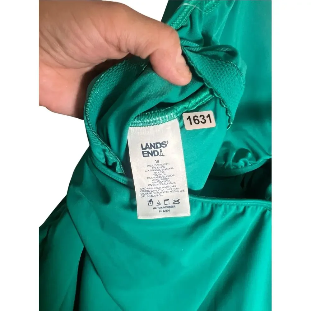 NWT Land's End Women's 18 Plus Paradise Teal Sweetheart Wrap Underwire Tankini